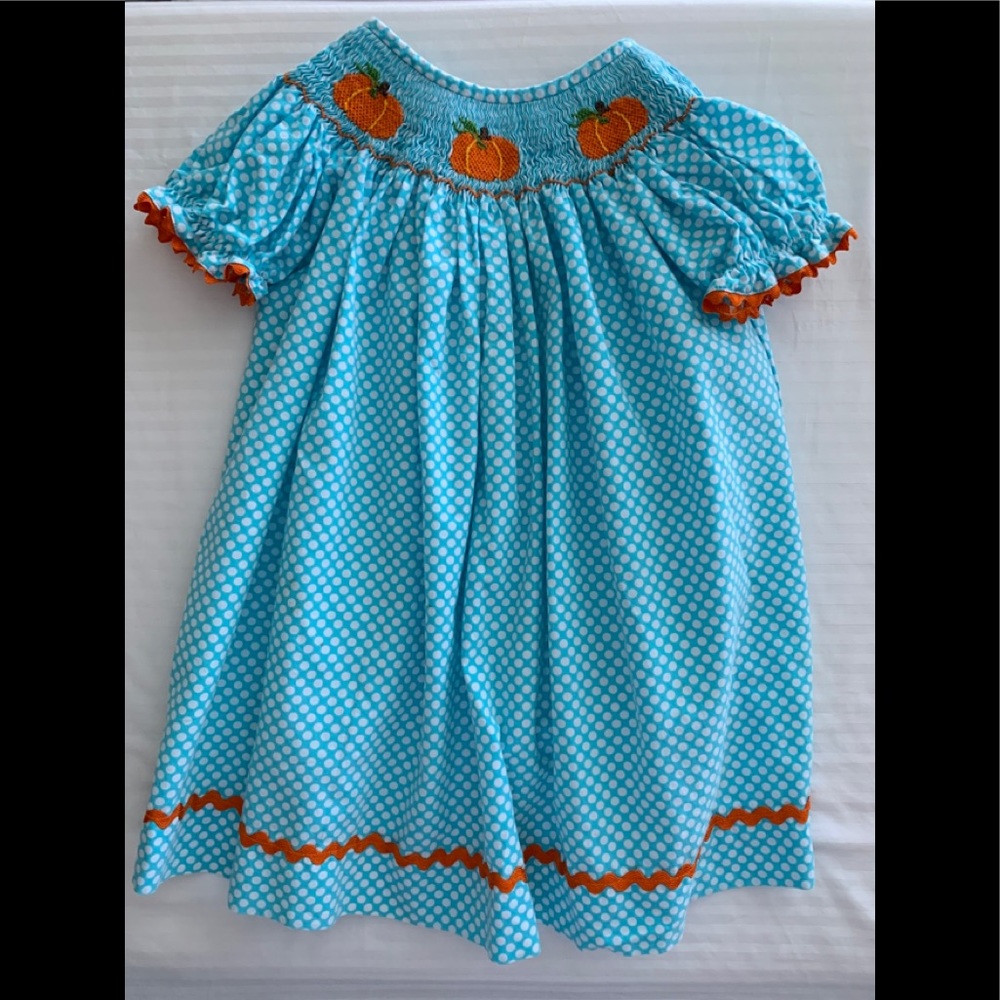 Dovie Jane Girls Smocked Dress Fall Pumpkin